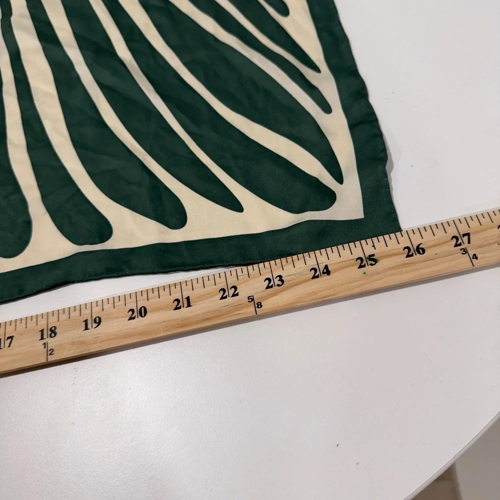 & Other Stories Forest Green Cream Abstract Zebra Print Square Scarf 25x25